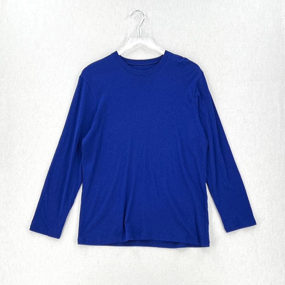ENZA COSTA Cashmere Loose Long Sleeve Crew Tee Womens Medium Cobalt Blue NEW